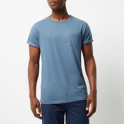 Blue chest pocket T-shirt